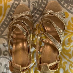 Dream Pairs Glittering Gold Strappy Heels